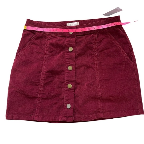 Altar’d State Red Corduroy Button Front Mini Skirt Size Small - Picture 6 of 6